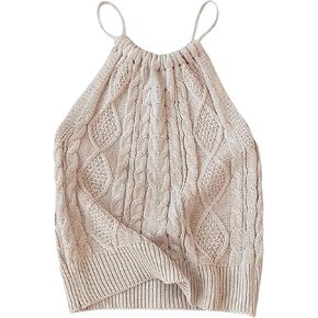 MakeMeChic Women's Cut Out Crochet Cami Crop Top Ruched Tie Back Sleeveless Camisole Tops