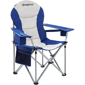KingCamp Folding Camping Chair Oversized Portable Padded Outdoor Chair with Lumbar Back Support, Heavy-Duty with Cooler Bag & Cup Holder & Side Pocket & Carry Bag