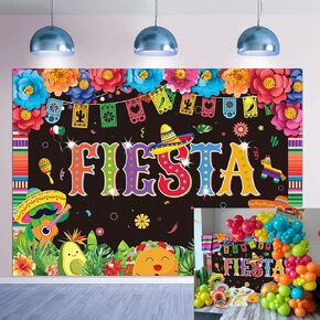 Mexican Fiesta Backdrop Mexican Party Decorations 7x5FT Mexican Theme Paper Flowers Photography Background Fiesta Birthday Party Decor Photo Props