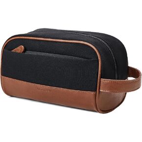 Vorspack Travel Toiletry Bag - Canvas Toiletry Bag for Men Water Resistant Skincare Bag Dopp Kit for Bathroom Toiletries Accessories Gifts - Black