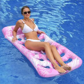 Inflatable Floating Objects On Water Toys, Maple Leaf Pattern Design with Heart-Shaped Holes,Head Pillow for Adults to Rest, Sunbathing, Lounge Chairs, Floating Beds, Swimming Pools