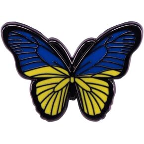 Ukraine Ukrainian Blue Yellow Colors Flag Butterfly Butterflies 1.2" Enamel Pin Badge