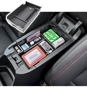 Center Console Organizer Tray Compatible with Chevy Equinox 2018 2019 2020 2021 2022 2023 2024 Accessories, Insert Armrest Tray Secondary Storage Box Coin Holder, Black