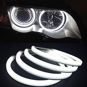 Switchback Dual Color White/Amber 131MM Halo Rings Cotton Light SMD LED Angel Eyes Compatible with BMW E36 E38 E39 E46 M3 3,5,7 Series