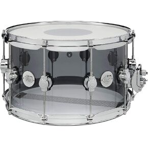 DW Design Series Acrylic Snare Drum - 8 inch x 14 inch, Smoke Glass