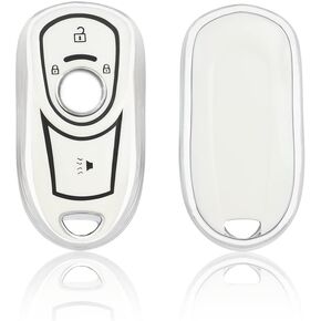1797 Key Fob Cover for Buick Encore Accessories Car Remote Case Shell Protector Girly Cute 4 Button White Silver TPU