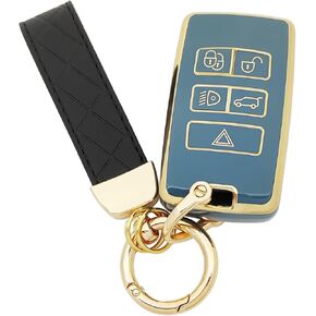 TPU Protective Key Fob Cover Case Compatible with Land Rover Vogue Range Discovery Rover Sport Jaguar Keyless Entry Key Fob (Blue)
