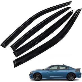 4-Pack Window Visors Sun Rain Guards Vent Shade Black Replacement for 2011-2022 Charger