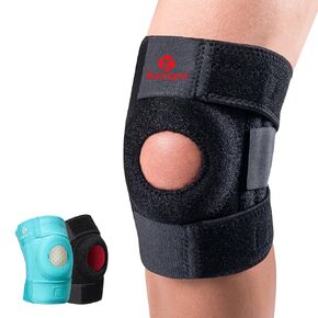 Kuangmi Knee Brace with Side Stabilizers & Patella Gel Pads,Adjustable Compression Knee Support with Meniscus Injuries,Arthritis Relief,Injury Recovery,Running,Workout,Weightlifting,Sports(Black)