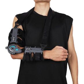 Hinged Elbow Brace,Adjustable Post OP ROM Elbow Brace with Sling Stabilizer Splint Arm Injury Recovery Support After Surgery (Left)