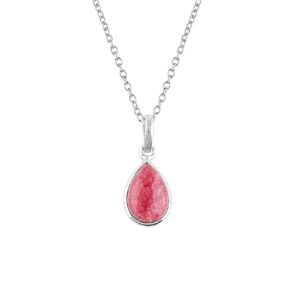 Natural Thulite Gemstones Pendant Necklace, 925 Sterling Silver, Bezel Pendant, Dainty Necklace, Handmade, Crystal Jewelry, Birthstone, Adjustable Chain 20"