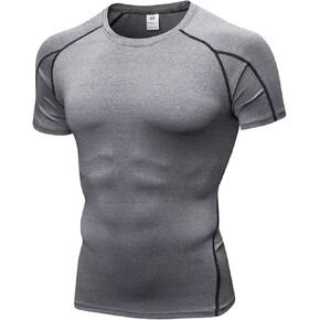 YUSHOW Men's Compression Shirts for Workout Moisture Wicking Quick Dry Running Athletic Base Layer Short Sleeve