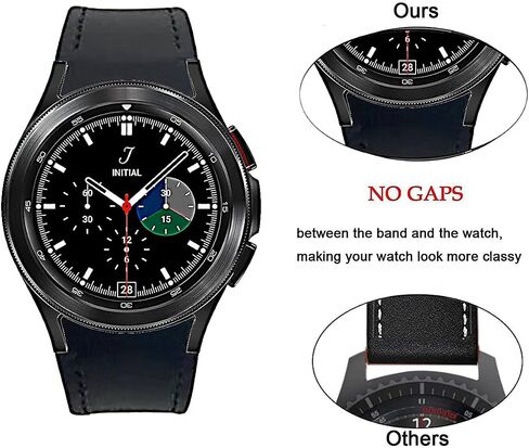 No Gaps Band Compatible with Samsung Galaxy Watch 6/5/ 4 40mm 44mm, Genuine Leather with Silicone Replacement Bracelet Bands Strap for Galaxy Watch 5 Pro/Watch 6 43mm 47mm/4 Classic 42mm 46mm in Kuwait