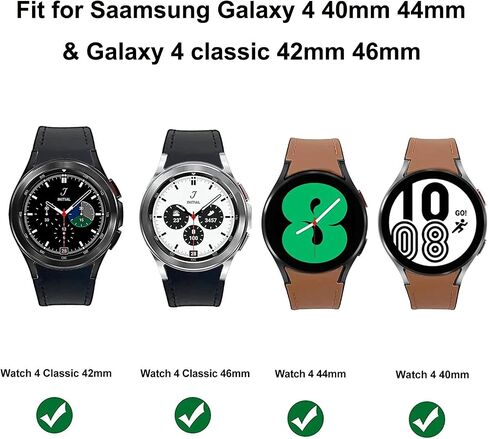 No Gaps Band Compatible with Samsung Galaxy Watch 6/5/ 4 40mm 44mm, Genuine Leather with Silicone Replacement Bracelet Bands Strap for Galaxy Watch 5 Pro/Watch 6 43mm 47mm/4 Classic 42mm 46mm in Kuwait