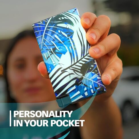 Sleek card holder for patriots - Glossy aluminum RFID blocking slim wallet, complete packaging w/design & accesories, original gift for someone you love in Saudi Arabia