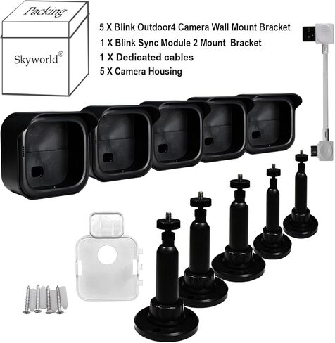حامل الكاميرا الخارجية Blink الجديد كليًا من SKYWORLD، غطاء واقٍ مقاوم للطقس وحامل قابل للتعديل 360 درجة للجيل الرابع من Blink مع وحدة مزامنة Blink 2 Mount (أسود 2 قطعة) in Kuwait