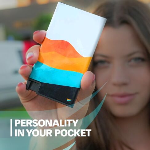 Sleek card holder for patriots - Glossy aluminum RFID blocking slim wallet, complete packaging w/design & accesories, original gift for someone you love in Saudi Arabia