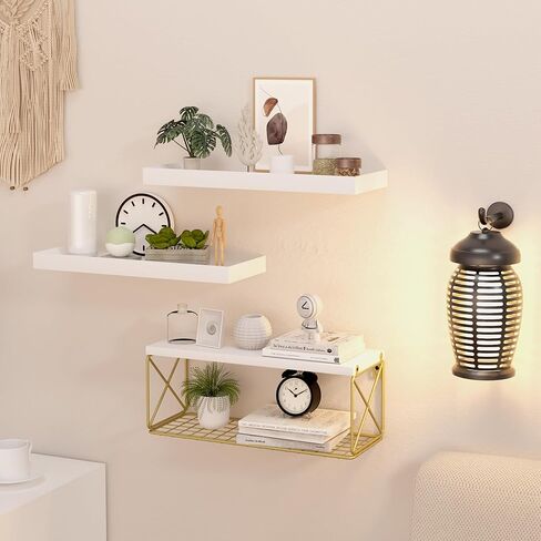 أرفف عائمة مكونة من 3+1 طبقة مع سلة تخزين سلكية، وأرفف حمام فوق المرحاض مع حاجز حماية معدني واقٍ، وأرفف حائط خشبية للمطبخ وغرفة النوم وغرفة المعيشة والنباتات (أسود) in Kuwait