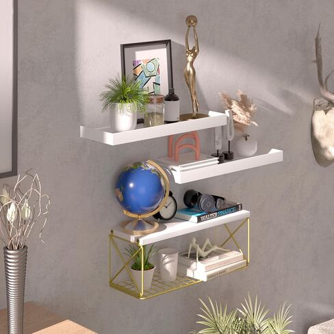 أرفف عائمة مكونة من 3+1 طبقة مع سلة تخزين سلكية، وأرفف حمام فوق المرحاض مع حاجز حماية معدني واقٍ، وأرفف حائط خشبية للمطبخ وغرفة النوم وغرفة المعيشة والنباتات (أسود) in Kuwait