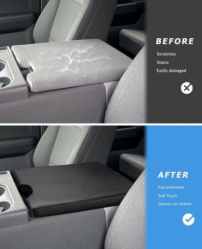 غطاء مسند ذراع وحدة التحكم المركزية للسيارة من INTGET لملحقات Ford F150 2015-2023 2024/لـ F250 F350 F450 F550 2017-2024 40/20/40 غطاء مقعد وحدة التحكم بغطاء مقعد القفز (نسيج ألياف الكربون، 2015-2024 مقعد القفز) in Kuwait