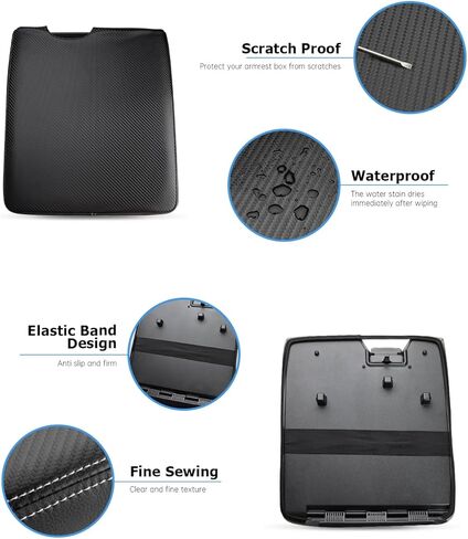 غطاء مسند ذراع وحدة التحكم المركزية للسيارة من INTGET لملحقات Ford F150 2015-2023 2024/لـ F250 F350 F450 F550 2017-2024 40/20/40 غطاء مقعد وحدة التحكم بغطاء مقعد القفز (نسيج ألياف الكربون، 2015-2024 مقعد القفز) in Kuwait