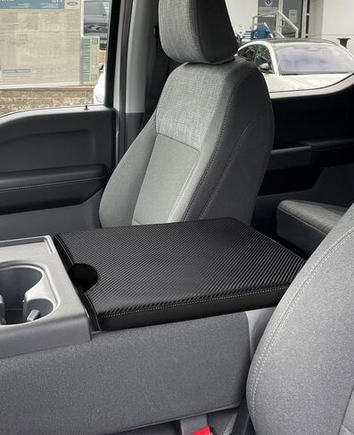 غطاء مسند ذراع وحدة التحكم المركزية للسيارة من INTGET لملحقات Ford F150 2015-2023 2024/لـ F250 F350 F450 F550 2017-2024 40/20/40 غطاء مقعد وحدة التحكم بغطاء مقعد القفز (نسيج ألياف الكربون، 2015-2024 مقعد القفز) in Kuwait