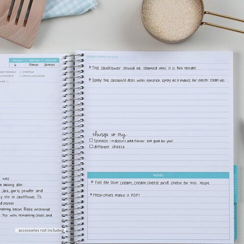 دفتر ملاحظات للوصفة الحلزونية ملفوف من Erin Condren - غلاف معدني قابل للتبديل قابل للمسح الرطب مع 160 صفحة، 80 ورقة من ورق الموهوك الثقيل 80# in Saudi Arabia