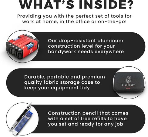28" Foldable Level Tool Set, Multi-Function Magnetic Leveler Tool with Carrying Case & Construction Pencil with 45°/90°/180° Multi-Angle Bubble Perfect for Carpenter, Builder, & Plumbers - Black in Saudi Arabia