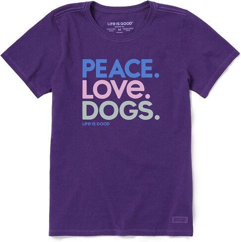 Life is Good. Women's Peace Love Dogs Short Sleeve Crusher Tee, Deep Purple, XXX-Large in Saudi Arabia