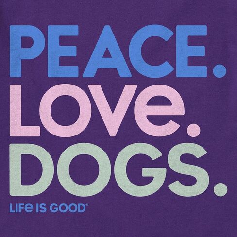 Life is Good. Women's Peace Love Dogs Short Sleeve Crusher Tee, Deep Purple, XXX-Large in Saudi Arabia