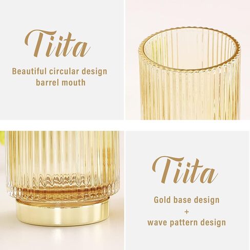 Tiita Glass Makeup Brush Holder Organizer - Crystal Clear Desktop Stationery Storage for Cosmetics, Vintage Style Makeup Brush Cup, Pen and Pencil Holder, Toothbrush Holders in Saudi Arabia