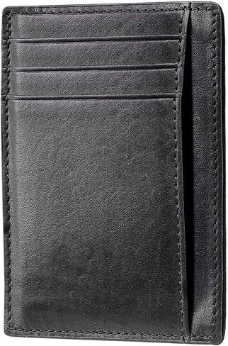 Minimalist Wallet, RFID Blocking Anti Theft Leather Credit Card Pocket Purse with Card Slots, Gift for Men & Women - Black, L2us-2125021, #2 Black, 11.2 x 8.3 x 1 cm in Saudi Arabia