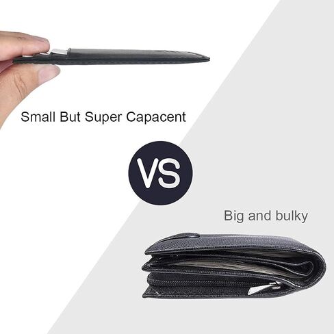 Minimalist Wallet, RFID Blocking Anti Theft Leather Credit Card Pocket Purse with Card Slots, Gift for Men & Women - Black, L2us-2125021, #2 Black, 11.2 x 8.3 x 1 cm in Saudi Arabia