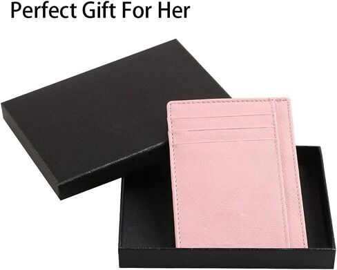 Minimalist Wallet, RFID Blocking Anti Theft Leather Credit Card Pocket Purse with Card Slots, Gift for Men & Women - Black, L2us-2125021, #2 Black, 11.2 x 8.3 x 1 cm in Saudi Arabia