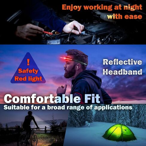 CYRA LED Headlamp Rechargeable USB-C, IPX4 Red Light Option 230°, 400 Lumen Wide Beam Hard Hat Light, 2.1oz Lightweight lightbar Head Lamp for Hiking & Camping Accessories, Running, Outdoor, Adults in Saudi Arabia