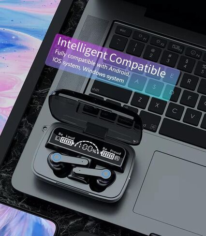 سماعات أذن لاسلكية M19 مستوردة، سماعة رأس تعمل باللمس، شاشة LED رقمية، سماعة رأس رياضية، ميكروفون ومصباح يدوي، صوت جهير عميق، جودة صوت ستيريو غامرة، وقت تشغيل طويل، سهل الاتصال in Kuwait