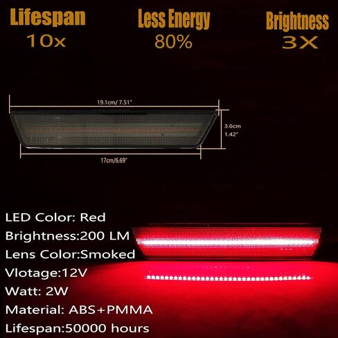 مصابيح LED للعلامات الجانبية بعدسات مدخنة متوافقة مع دودج تشالنجر 2008-2014 وشاحن 2011-14 (عبوة من 4 قطع، قطعتان أماميتان من مصابيح LED الكهرمانية وقطعتان من مصابيح LED الحمراء الخلفية) in Saudi Arabia