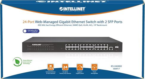 Intellinet 24 Port Web Managed Gigabit Ethernet Switch with 2 SFP Ports –with 19" Rackmount Brackets, SNMP Management and Remote Monitoring, Metal Housing, Fanless & Quiet–3 Yr Mfg Warranty-560917 in Saudi Arabia