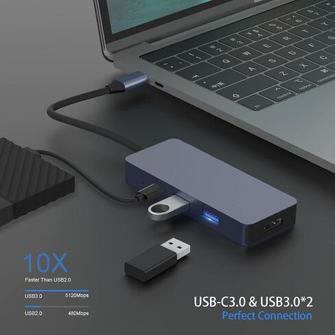 موزع USB C، محول USB C، محول متعدد المنافذ 7 في 1 مزدوج الشاشة مع USB C إلى HDMI 4K، منفذ USB 3.0 USB-A/C، 100 وات PD، قارئ بطاقة SD/TF للكمبيوتر اللوحي والكمبيوتر المحمول in Saudi Arabia