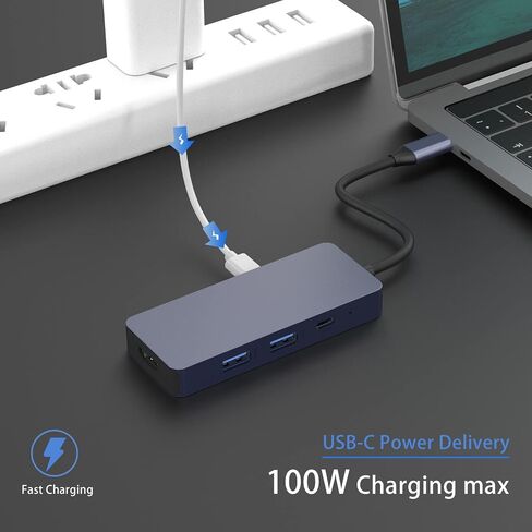 موزع USB C، محول USB C، محول متعدد المنافذ 7 في 1 مزدوج الشاشة مع USB C إلى HDMI 4K، منفذ USB 3.0 USB-A/C، 100 وات PD، قارئ بطاقة SD/TF للكمبيوتر اللوحي والكمبيوتر المحمول in Saudi Arabia