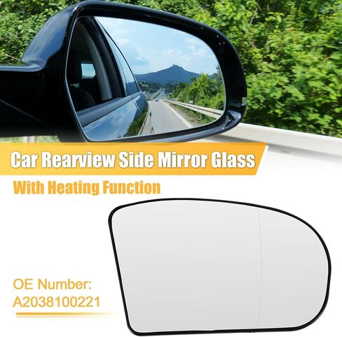 X AUTOHAUX Car Right Side Rearview Heated Mirror Glass with Backing Plate for Mercedes-Benz C-CLASS W203 2000-2007 No.A2038100221 in Saudi Arabia