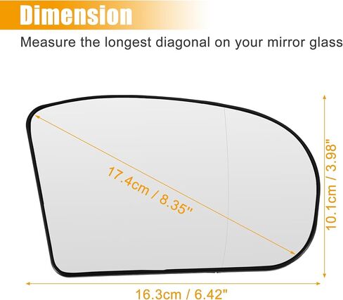 X AUTOHAUX Car Right Side Rearview Heated Mirror Glass with Backing Plate for Mercedes-Benz C-CLASS W203 2000-2007 No.A2038100221 in Saudi Arabia
