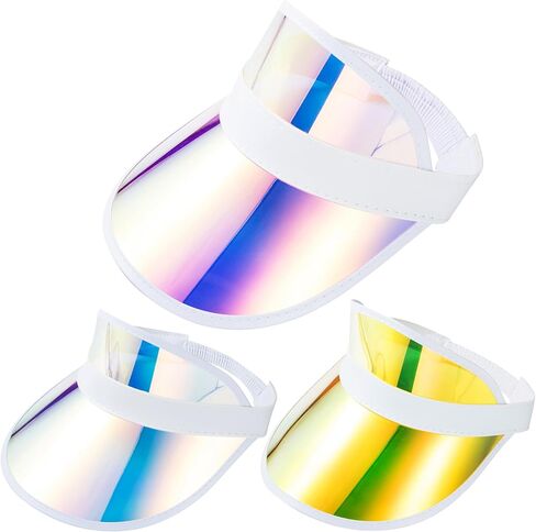 3 Pack Colored Sun Visor Hat Women Men Plastic Clear Visors Hats in Kuwait