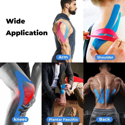 Kinetic Tape 3 Rolls 2inch x 16ft Breathable Latex Free Waterproof Elastic Athletic Tape for Ankle Wrists Knees Elastic Running Tennis Swimming Football Sports Activities Tape Muscle Pain Relief Black in Saudi Arabia