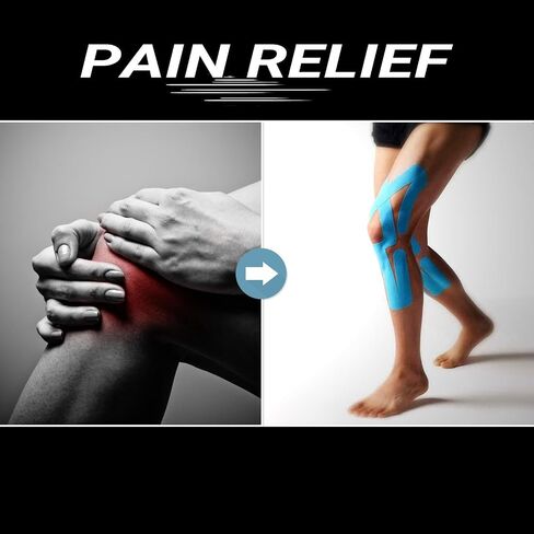 Kinetic Tape 3 Rolls 2inch x 16ft Breathable Latex Free Waterproof Elastic Athletic Tape for Ankle Wrists Knees Elastic Running Tennis Swimming Football Sports Activities Tape Muscle Pain Relief Black in Saudi Arabia