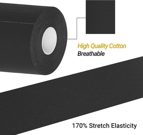 Kinetic Tape 3 Rolls 2inch x 16ft Breathable Latex Free Waterproof Elastic Athletic Tape for Ankle Wrists Knees Elastic Running Tennis Swimming Football Sports Activities Tape Muscle Pain Relief Black in Saudi Arabia