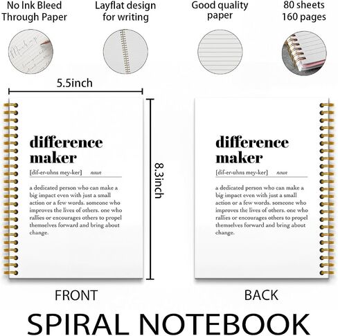 Difference Maker Spiral Journal Notebook 5.5×8.3,Difference Maker Spiral Notebooks for Work,Difference Maker Gift,Employee Appreciation Gifts,160 Pages in Saudi Arabia