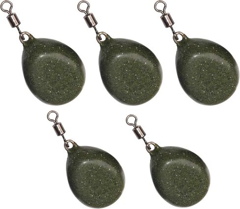 Carp Fishing Weights Sinkers, 4/8pcs Coated Tapered Flat Pear Fishing Sinkers with Swivels for Carp/Coarse Fishing Tackle 3 Colors in Saudi Arabia