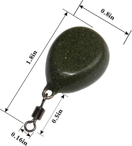 Carp Fishing Weights Sinkers, 4/8pcs Coated Tapered Flat Pear Fishing Sinkers with Swivels for Carp/Coarse Fishing Tackle 3 Colors in Saudi Arabia