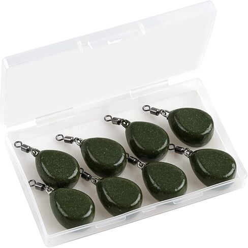 Carp Fishing Weights Sinkers, 4/8pcs Coated Tapered Flat Pear Fishing Sinkers with Swivels for Carp/Coarse Fishing Tackle 3 Colors in Saudi Arabia